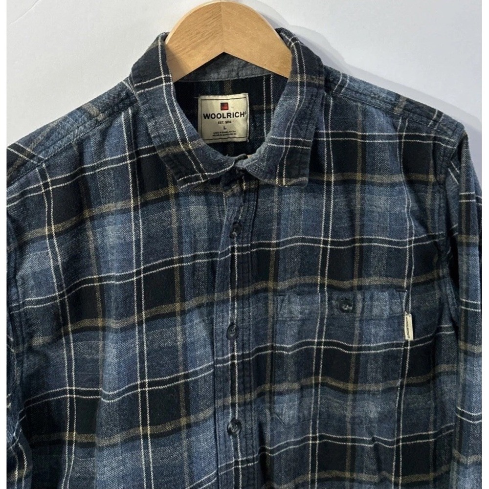 Mens Woolrich Flannel Long Sleeve Button Down Pocket Shirt Sz Large